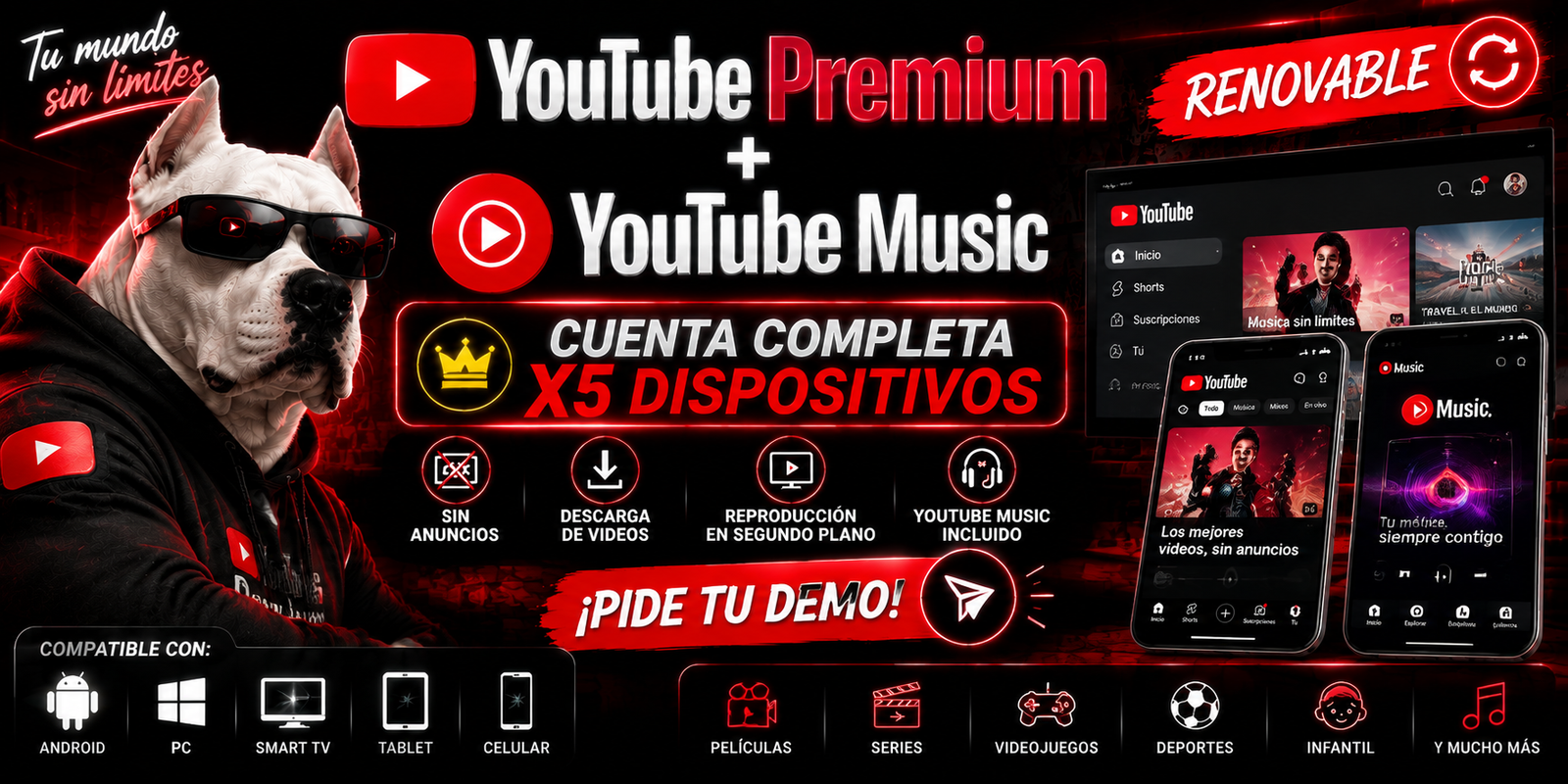 YOUTUBE PREMIUN APK ANDROID O PC - COMPLETO X5 DIS